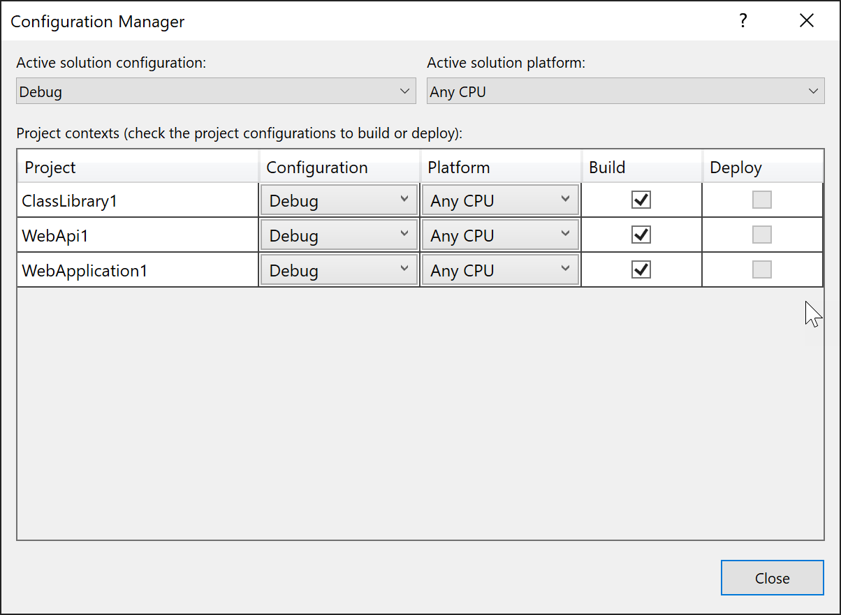 Snímek obrazovky s dialogovým oknem Configuration Manageru