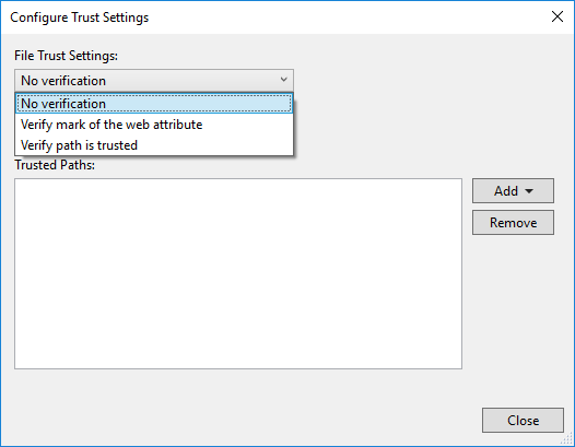 Trust verification options