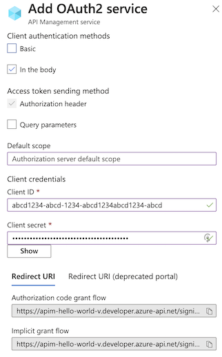 Hinzufügen von Clientanmeldeinformationen für den OAuth 2.0-Dienst