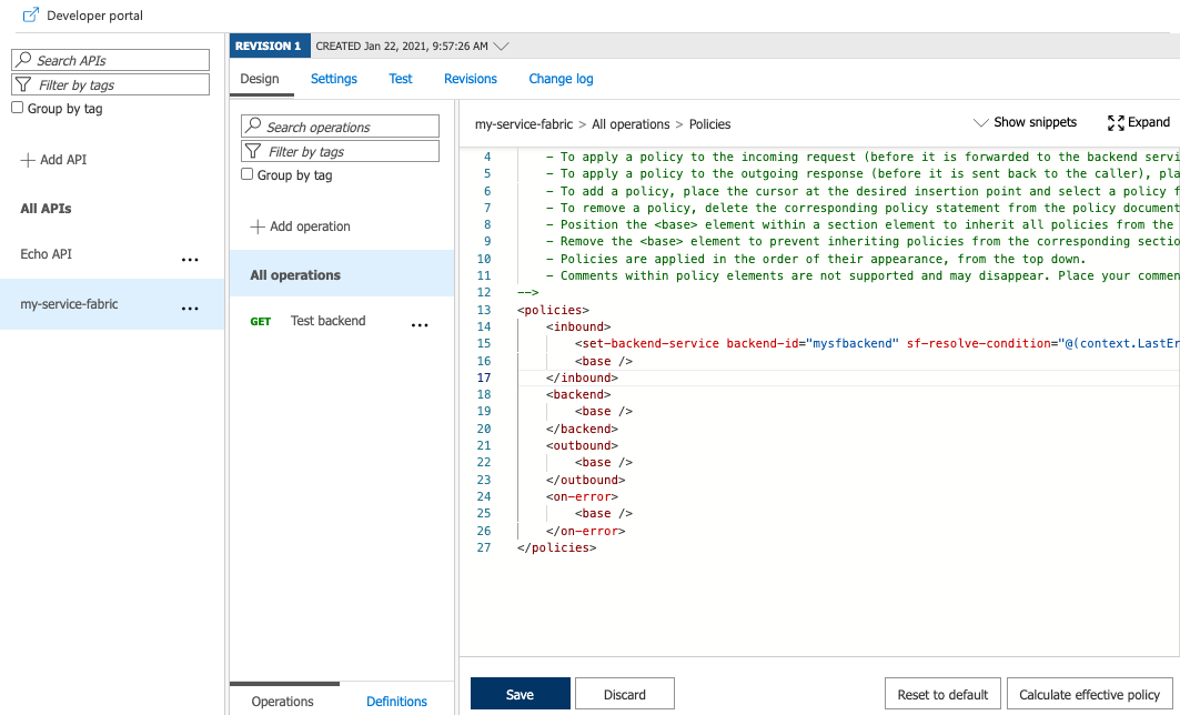 Konfigurieren der Richtlinie „set-backend-service“