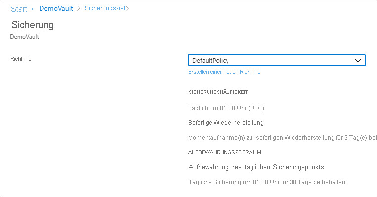 Screenshot: Standardsicherungsrichtlinie