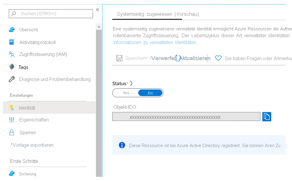 Recovery Services-Seite im Azure-Portal