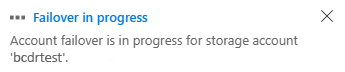 Screenshot der Meldung „Failover in Bearbeitung“