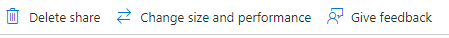 Screenshot: Schaltfläche „Größe und Leistung ändern“ in der Übersicht für die Dateifreigabe