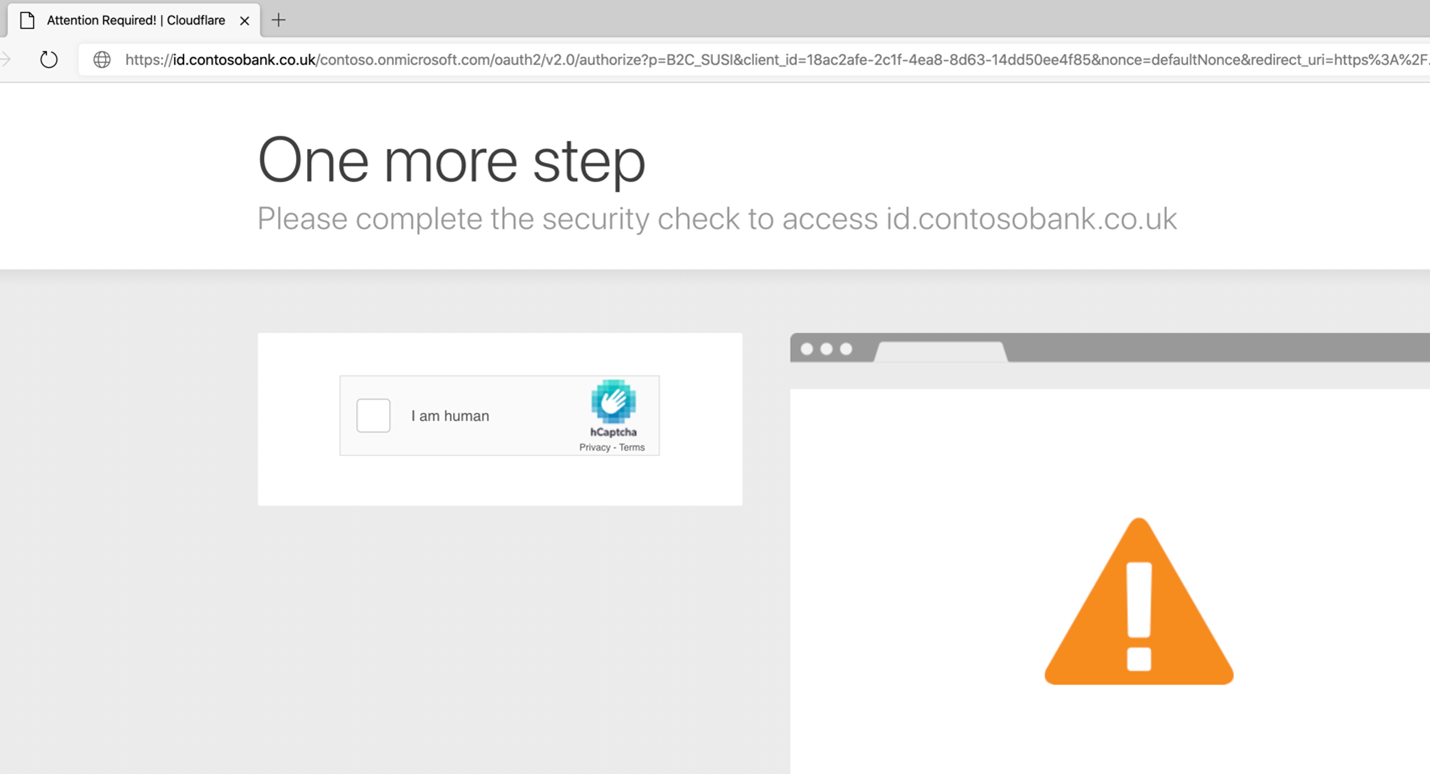 Screenshot: Cloudflare WAF erzwingt CAPTCHA