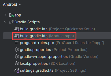 Screenshot der Abhängigkeiten der App-Gradle.