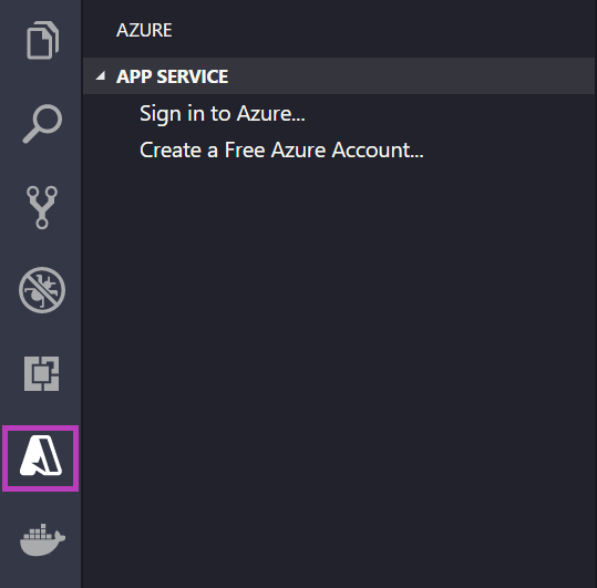 Screenshot der Anmeldung bei Azure in Visual Studio Code.