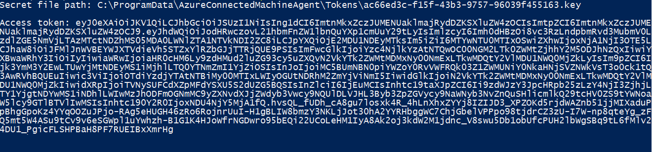 Erfolgreicher Abruf des Zugriffstokens mithilfe von PowerShell