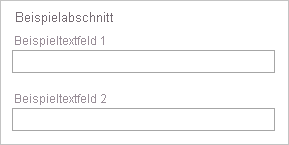 Screenshot: Benutzeroberflächenelement „Microsoft.Common.Section“ mit einer Überschrift und gruppierten Elementen