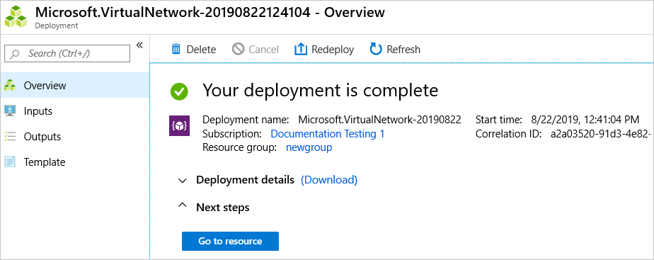 Screenshot: Azure-Portal mit Bereitstellungsverlauf