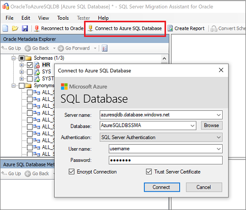 Screenshot von „Verbindung mit Azure SQL-Datenbank herstellen“