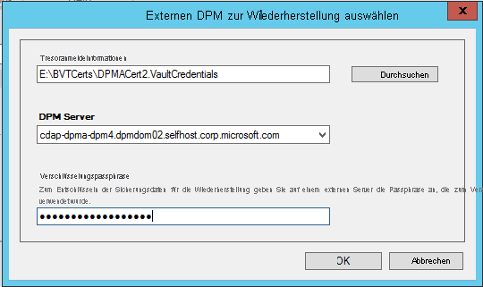 Screenshot shows how to download the external DPM credentials.