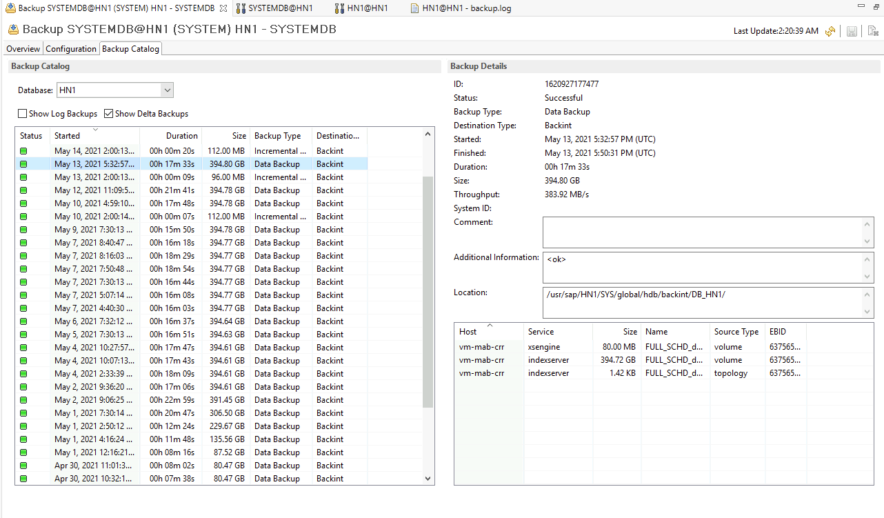 Screenshot: Berichte in nativen SAP HANA-Clients