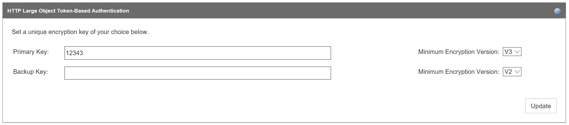 Screenshot des Authentifizierungsschlüssels für das Inhaltsübermittlungs-Netzwerktoken.