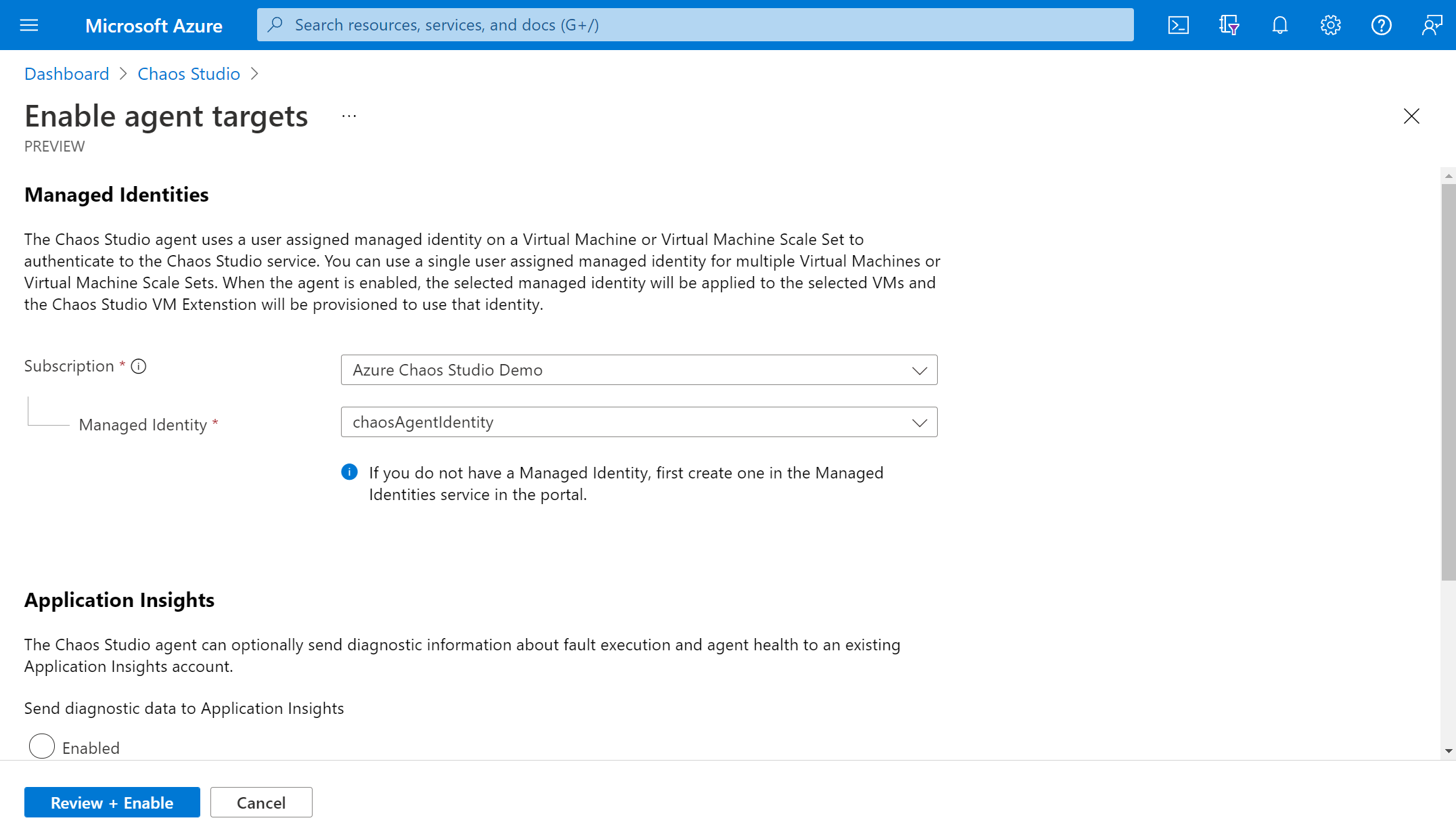 Screenshot that shows selecting a managed identity.