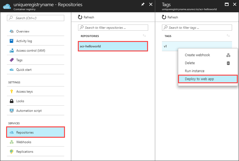 „In App Service bereitstellen“ im Azure-Portal