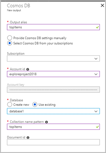 Azure Cosmos DB-Ausgabe