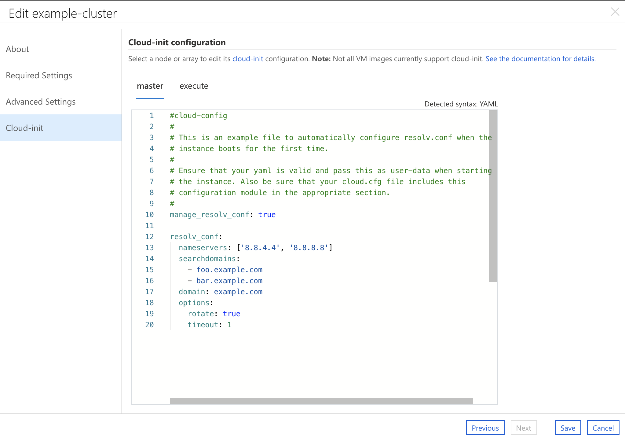 Bearbeiten von cloud-init auf der CycleCloud-Benutzeroberfläche