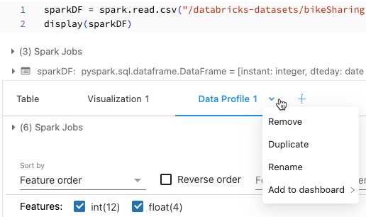 Dropdownmenü in der Notebookvisualisierung