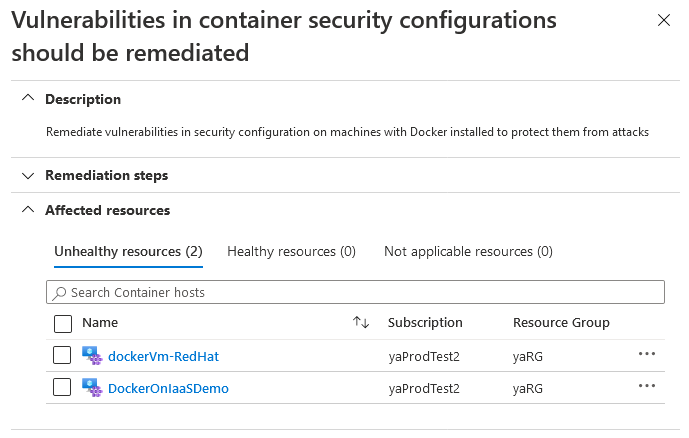 Empfehlung zum Beseitigen von Sicherheitsrisiken in Containersicherheitskonfigurationen