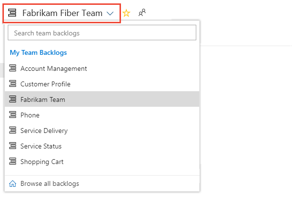 Auswählen eines anderen Teams