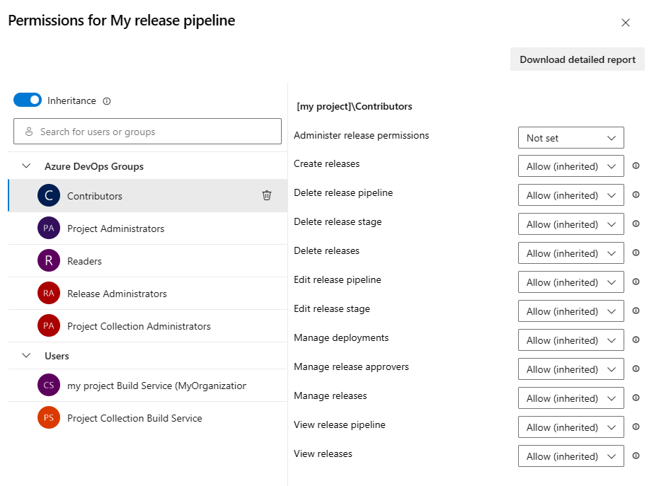 Screenshot der Freigabepipeline Sicherheit Benutzer- oder Gruppenauswahl hinzufügen.