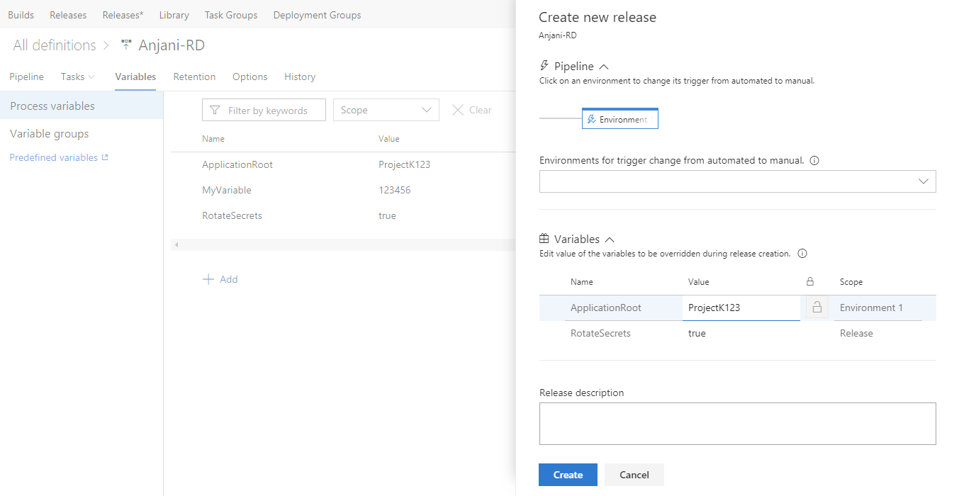 Releasevariable in Release