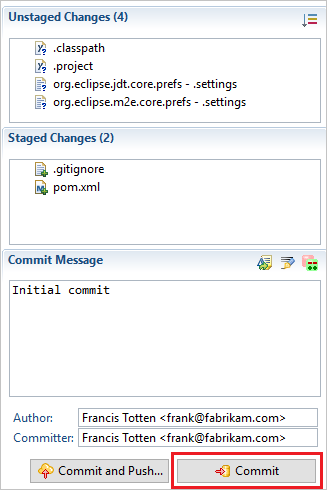 Committen Ihres Codes mit Git in Eclipse