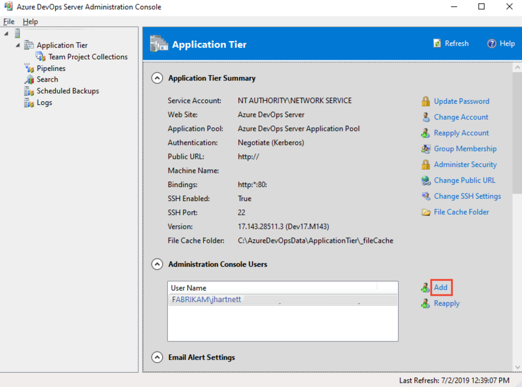 Screenshot: Server-Verwaltungskonsole 2019 mit hervorgehobener Option 