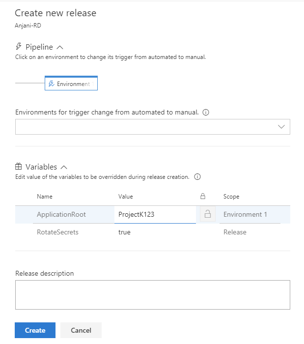 Releasevariable im Release