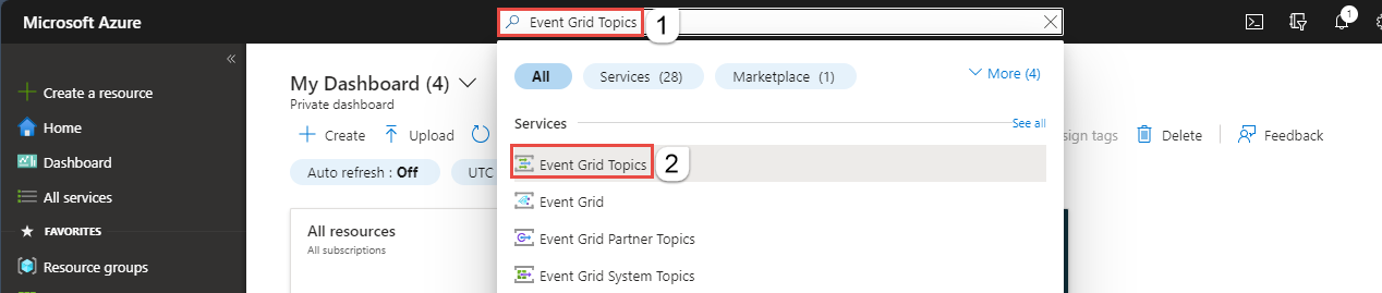 Event Grid-Themen suchen und auswählen