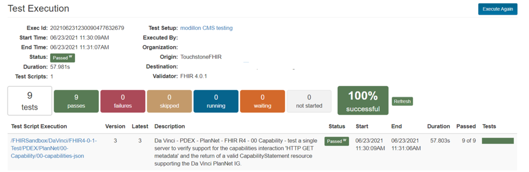 Da Vinci plan net sample rest test execution scripted