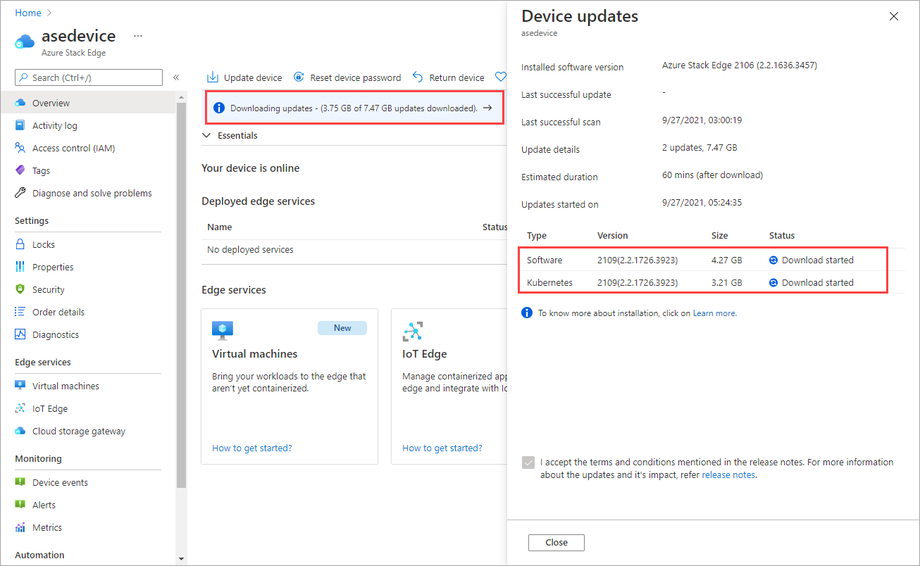 Anzeigen des detaillierten Updatestatus auf dem Blatt „Geräteupdates“