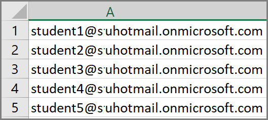 Screenshot der Liste der Benutzer in einer CSV-Datei