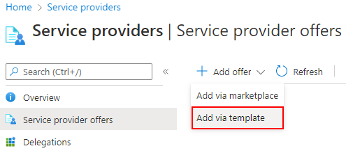 Screenshot mit Abbildung der Option „Über Vorlage hinzufügen“ im Azure-Portal.