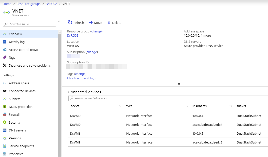 Virtuelles IPv6-Dual Stack-Netzwerk in Azure