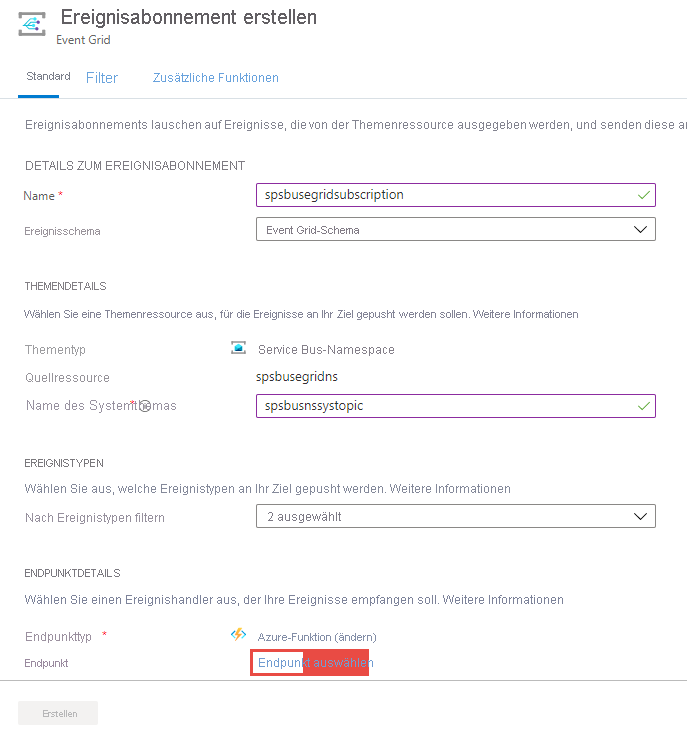 Service Bus: Event Grid-Abonnement