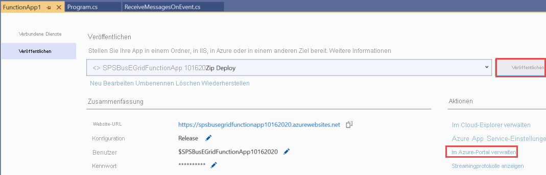 Veröffentlichen einer Functions-App