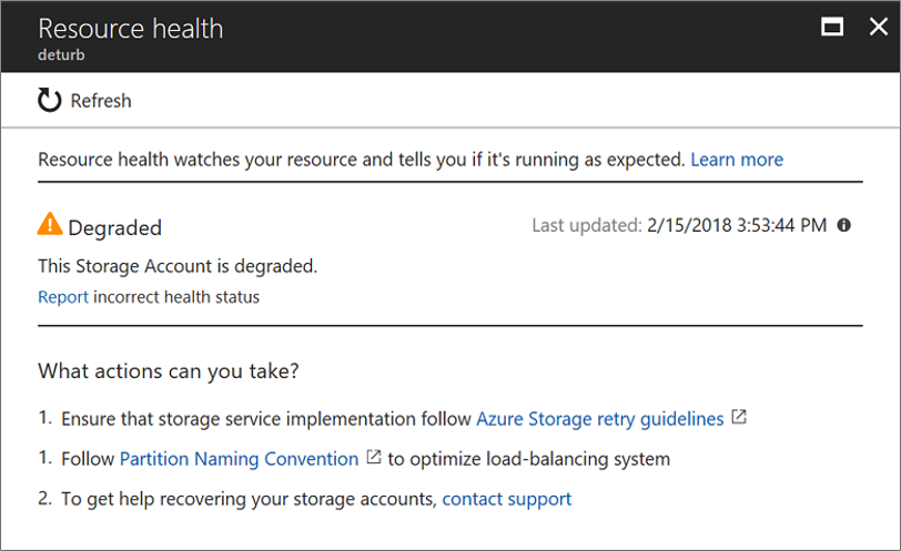 Status of Degraded for a virtual machine