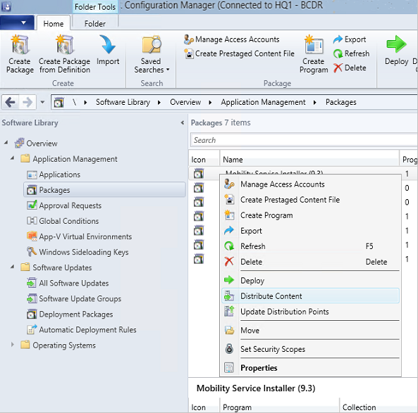 Screenshot der Configuration Manager-Konsole