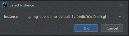 Screenshot des Dialogfelds „Instanz auswählen“ von IntelliJ IDEA.