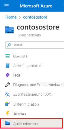 Screenshot of Storage explorer button in the navigation pane.