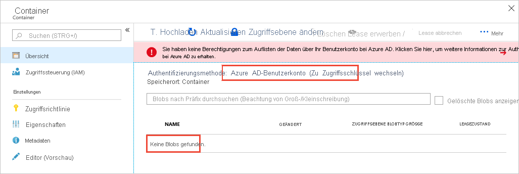 Angezeigter Fehler, wenn das Microsoft Entra-Konto den Zugriff nicht unterstützt