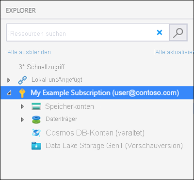 Screenshot showing Storage Explorer main page