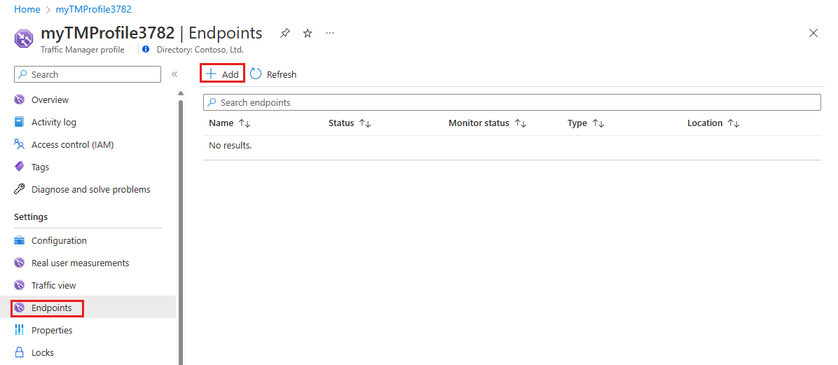 Screenshot, der das Hinzufügen eines Traffic Manager-Endpunkts zeigt.