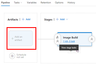 Screenshot: Hinzufügen eines Artefakts in der Releasepipeline.