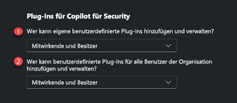 Screenshot der Plug-In-Steuerelementoptionen.