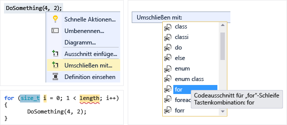 Screenshot des Dropdown-Steuerelements „Ausschnitt einfügen“.