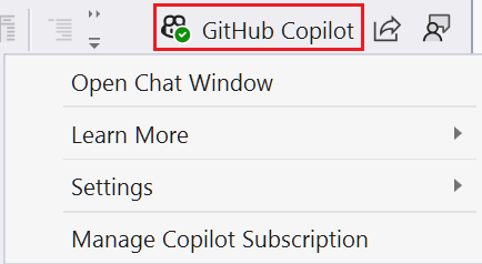 Screenshot der Schaltfläche „GitHub Copilot“.