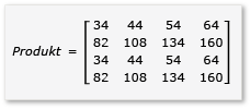 Diagram showing result 4 by 4 product matrix.